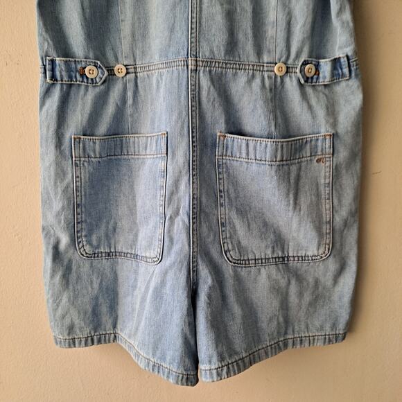 NWT Madewell Denim Utility Romper Short Sleeve Collared Fitzgerald Wash Size XXS - Picture 11 of 16